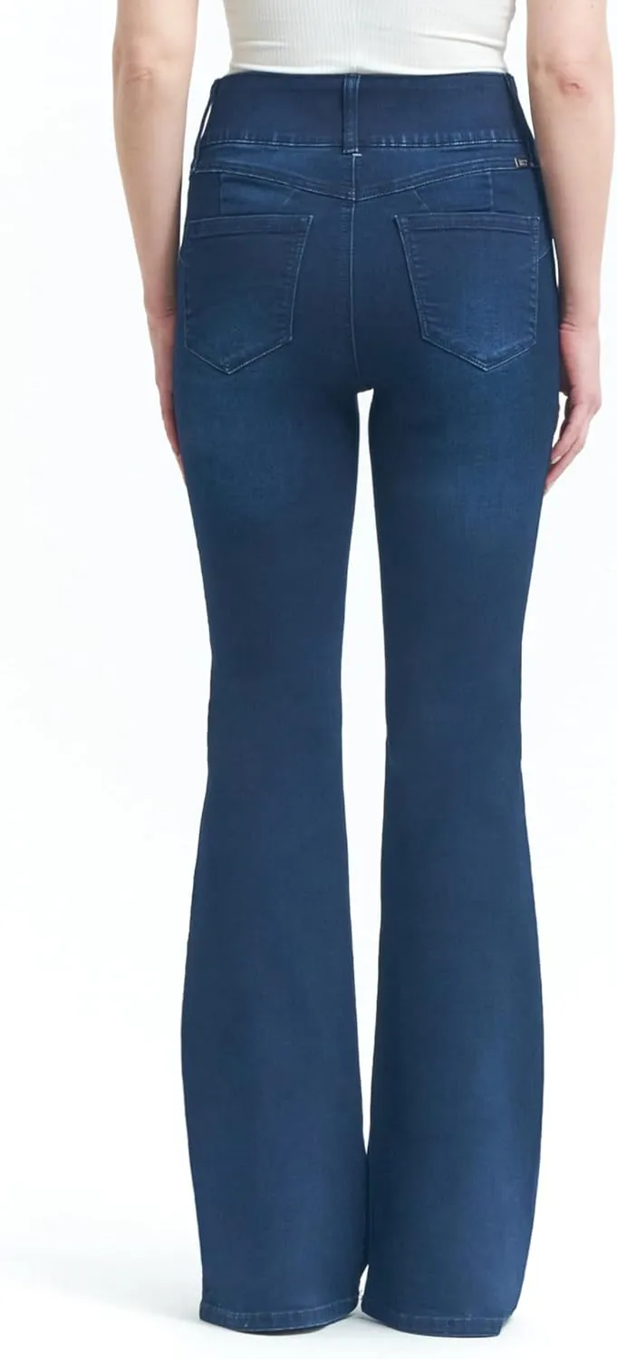 1822 Denim Oretha High-Rise Jeans for Women: Dark Blue Stretchy Waist, Premium Contour Fit Stretch Denim
