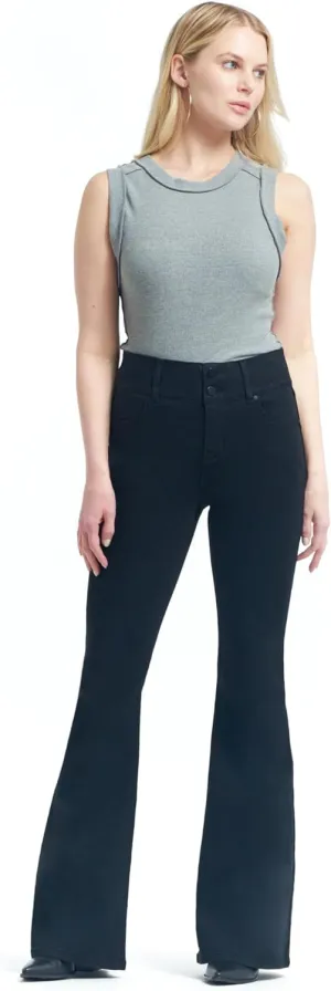 1822 Denim Oretha High-Rise Jeans for Women: Dark Blue Stretchy Waist, Premium Contour Fit Stretch Denim