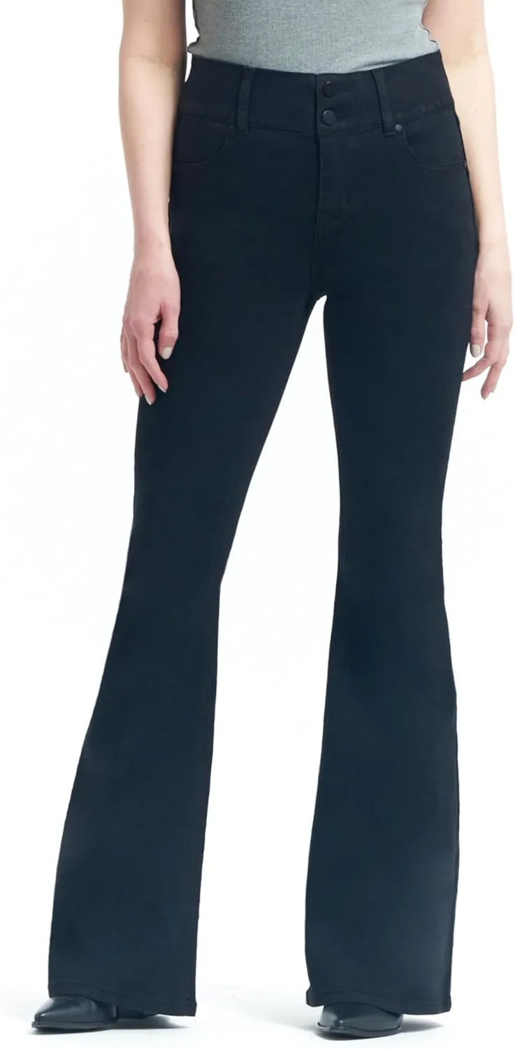 1822 Denim Oretha High-Rise Jeans for Women: Dark Blue Stretchy Waist, Premium Contour Fit Stretch Denim