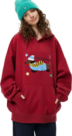 Aelfric Eden Cartoon Dog Hoodie Couple Hooded Sweatshirt Long Sleeve Pullover Oversized Hoodies 2025 Outfits