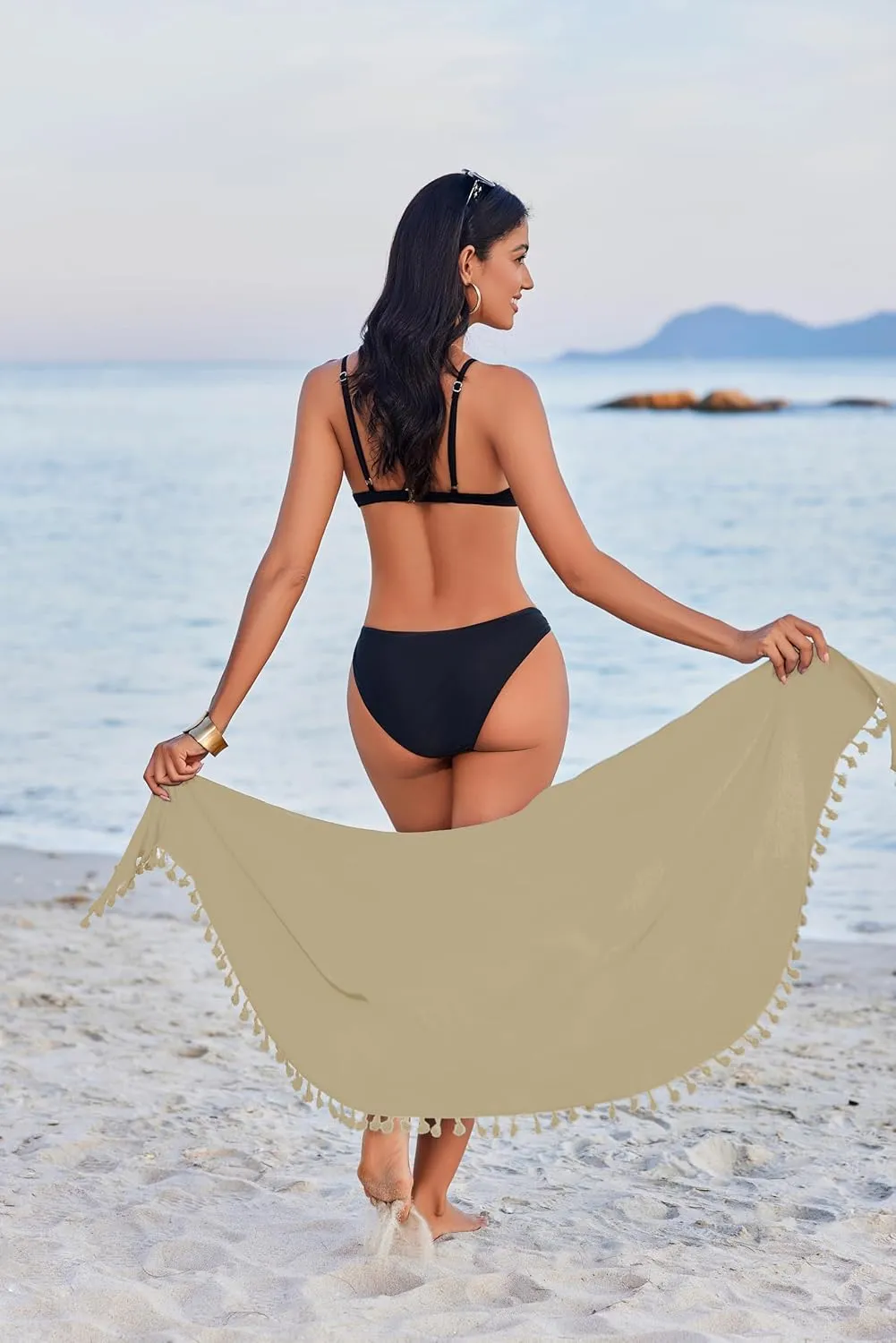 AI'MAGE Sarong Wraps for Women Swimsuit Coverups Beach Bathing Suit Cover Up Tassels Bikini Short Wrap Skirts for Swimwear