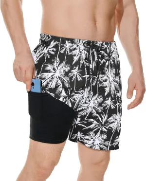American Trends Men's Swim Trunks Board Shorts Quick Dry Mens Swimming Trunks with Compression Liner