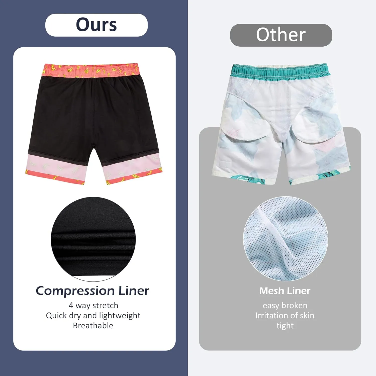 American Trends Men's Swim Trunks Board Shorts Quick Dry Mens Swimming Trunks with Compression Liner