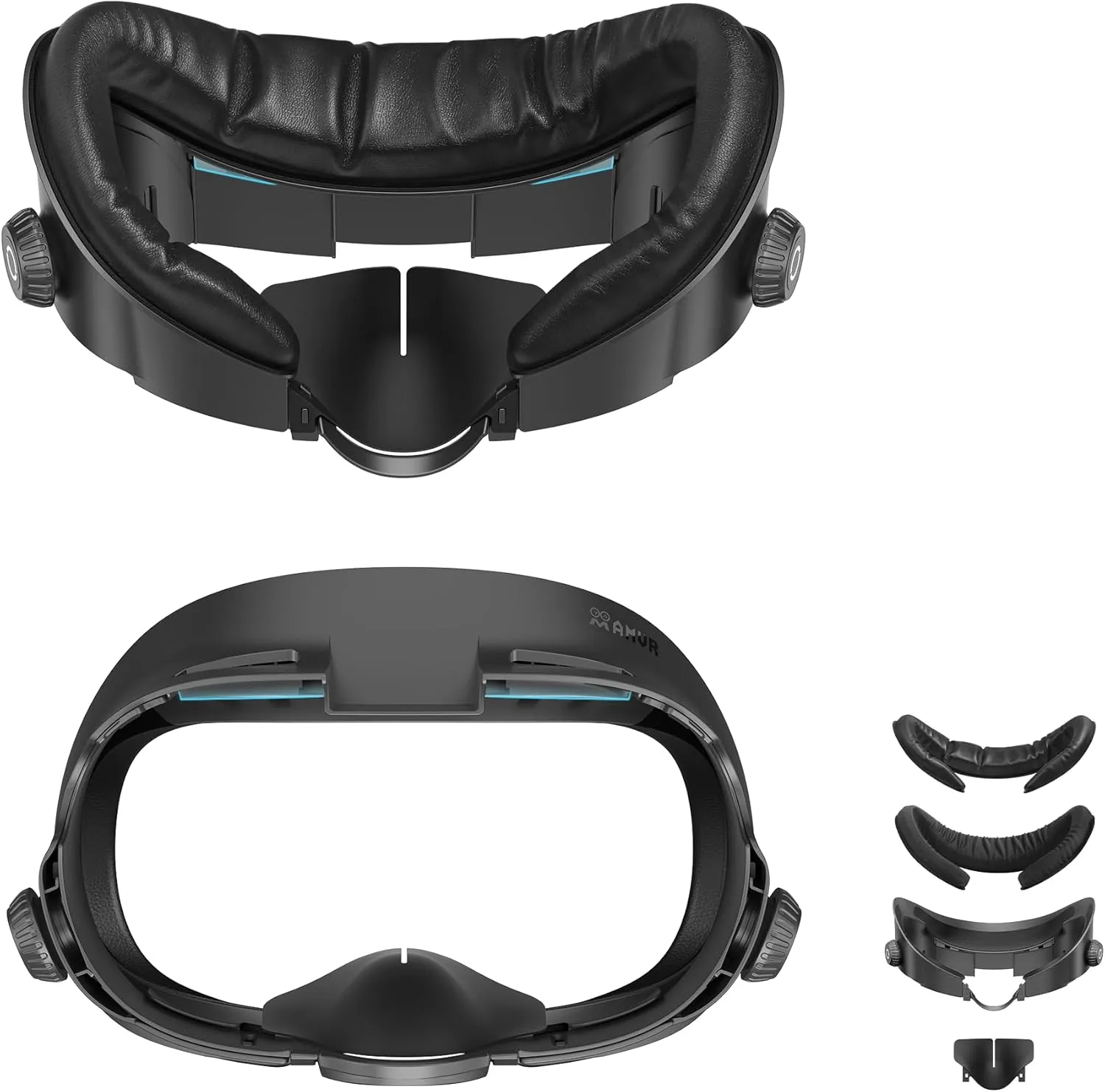 AMVR Upgraded Comfort Face Cover Pad Facial Interface Compatible with Meta/Oculus Quest 3 Accessories, with Knob Adjustable, with PU Face Cushion and Breathable Ice Silk Cotton