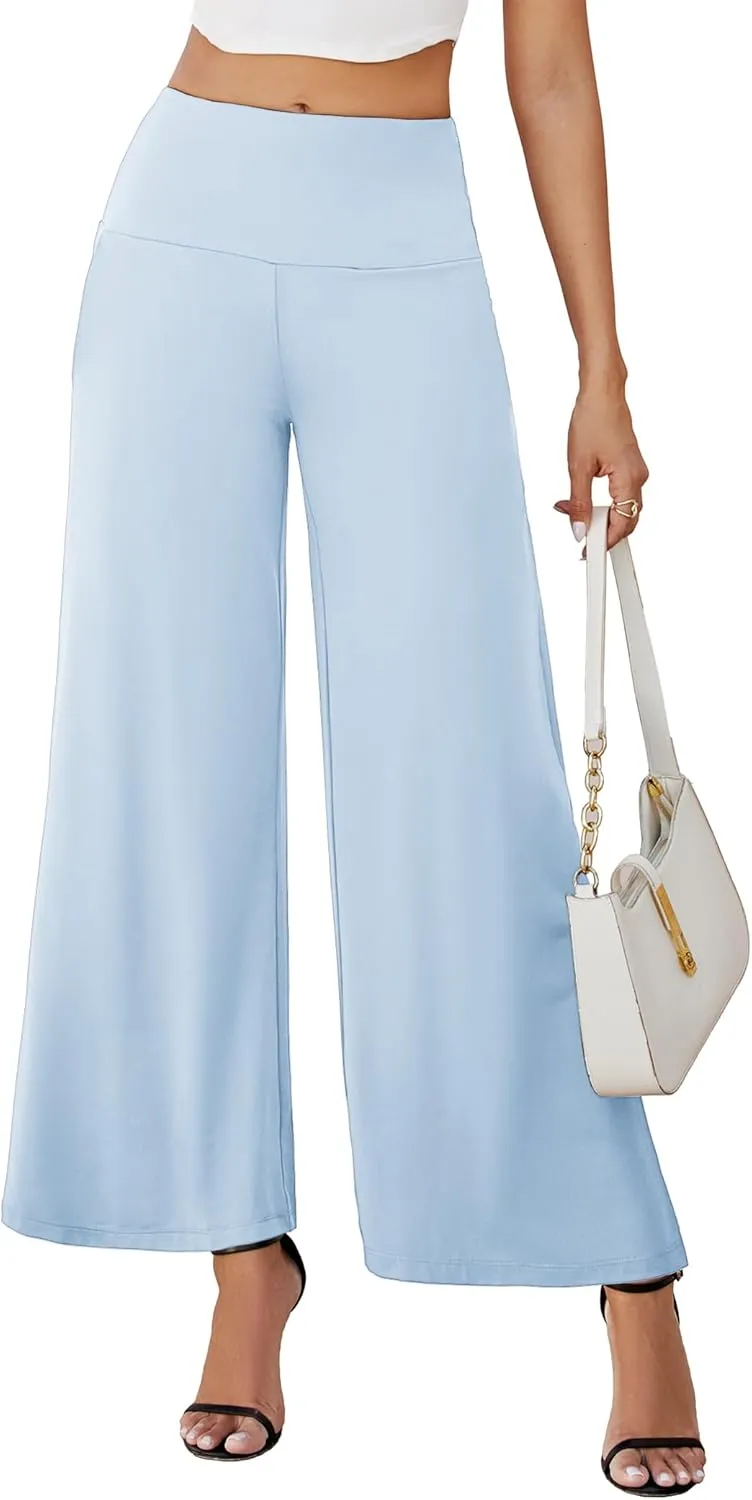 Arolina Women's Stretchy Wide Leg Palazzo Lounge Pants with Pockets Casual Comfy High Waist Palazzo Pants for Women Dressy
