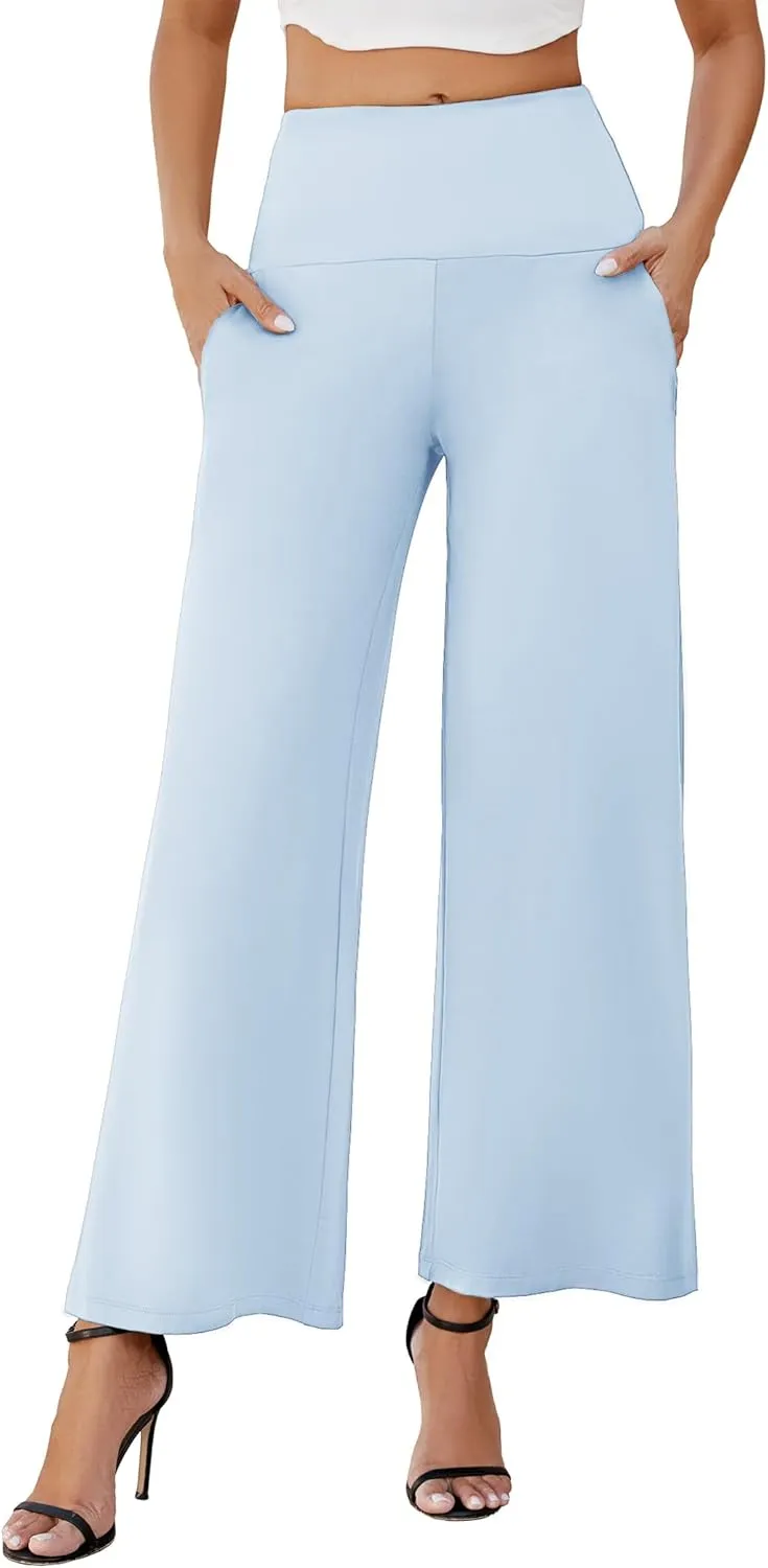 Arolina Women's Stretchy Wide Leg Palazzo Lounge Pants with Pockets Casual Comfy High Waist Palazzo Pants for Women Dressy