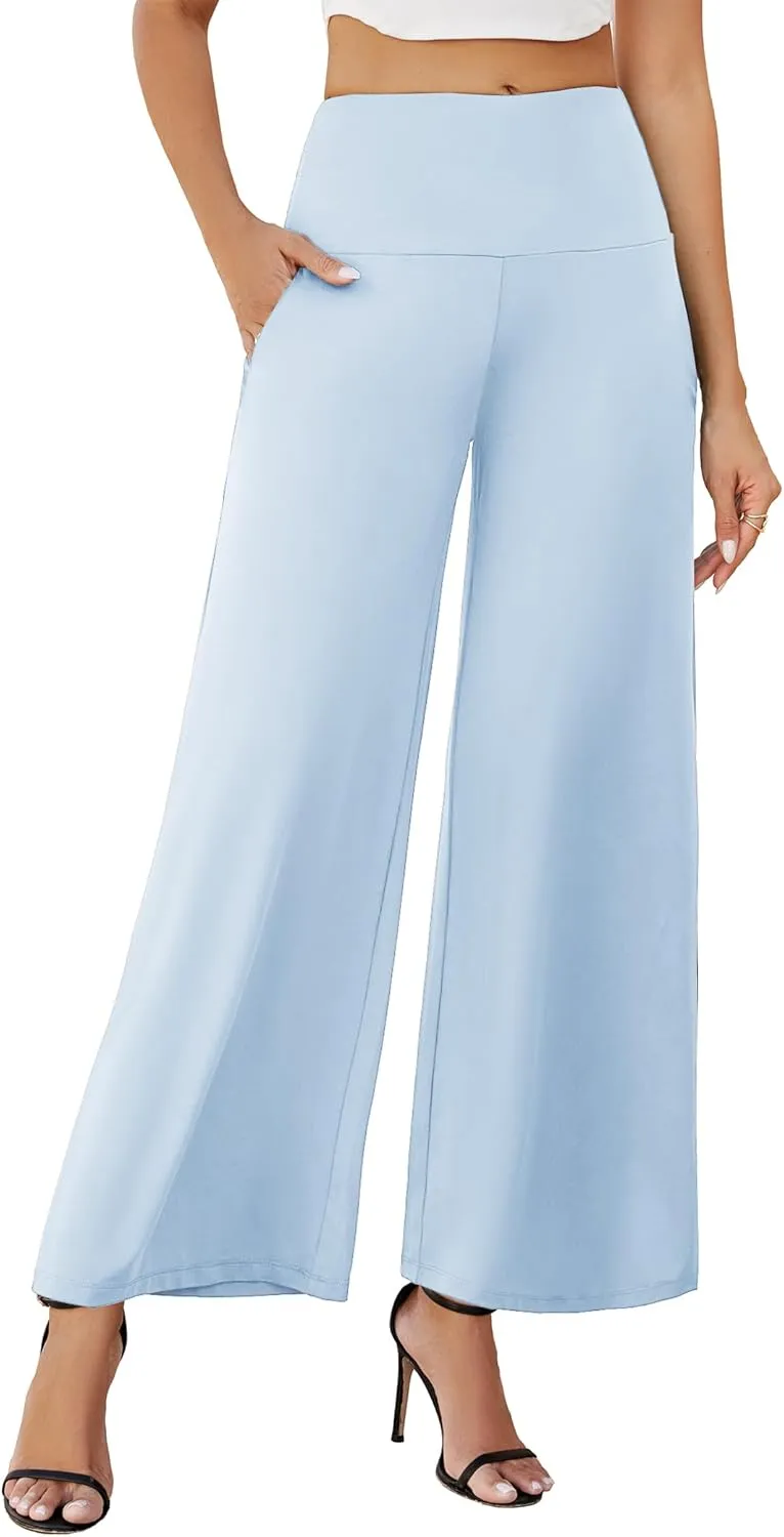 Arolina Women's Stretchy Wide Leg Palazzo Lounge Pants with Pockets Casual Comfy High Waist Palazzo Pants for Women Dressy