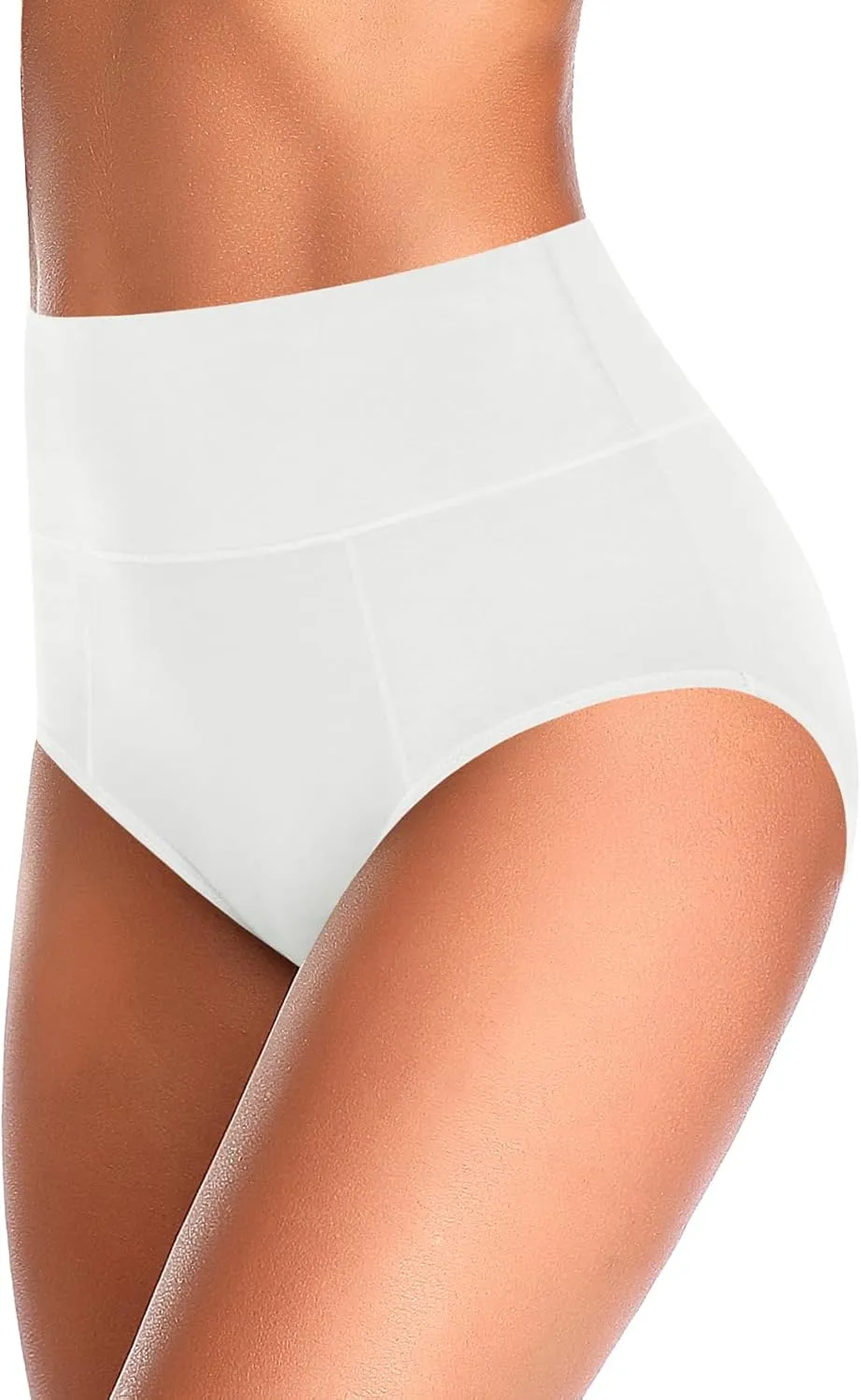 ASIMOON Tummy Control High Waisted Underwear for Women Cotton Plus Size Full Coverage Panties Ladies Briefs