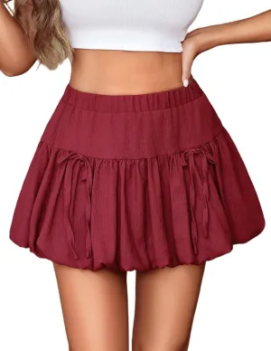 Avidlove Mini Skirt for Women Sexy Bubble Puffy Hem Y2K Elastic Waist A Line Basic Casual Skirts S-XXL