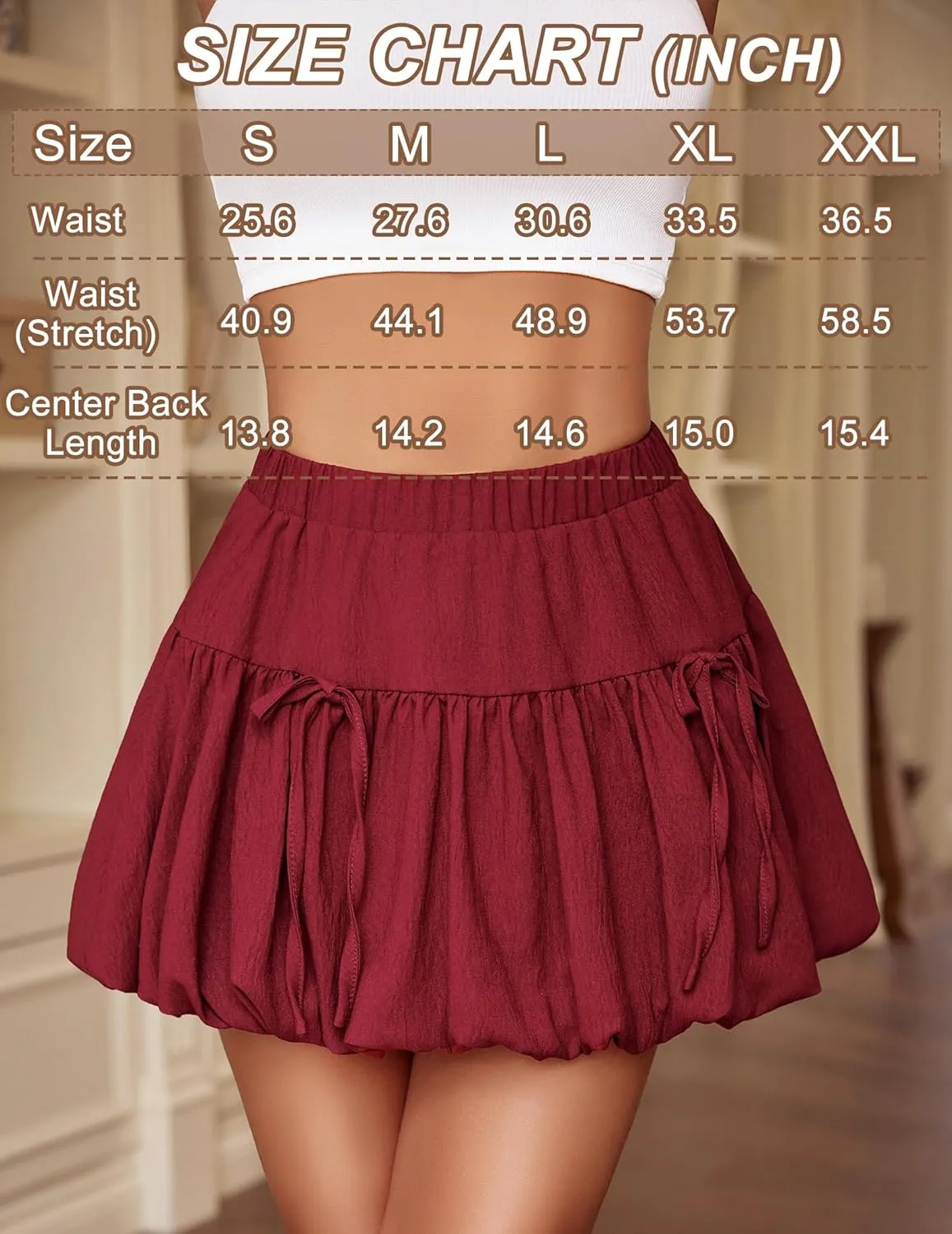 Avidlove Mini Skirt for Women Sexy Bubble Puffy Hem Y2K Elastic Waist A Line Basic Casual Skirts S-XXL