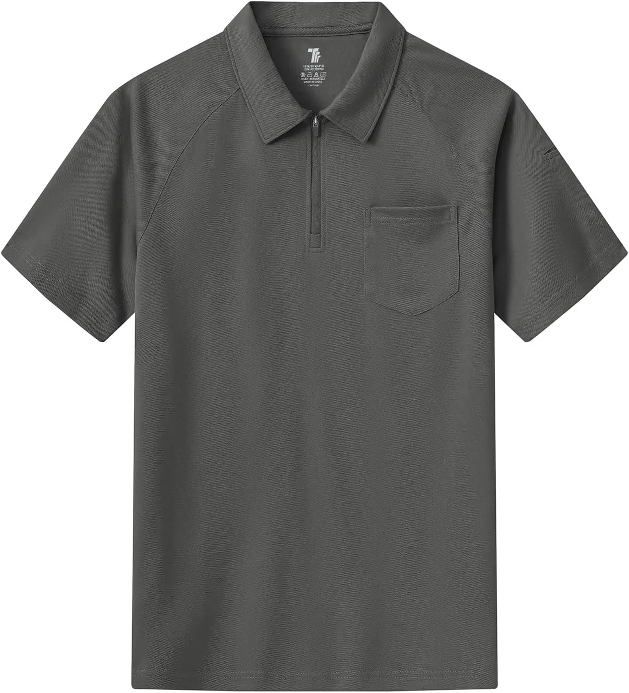 BASUDAM Men's Zippered Polo Shirts with Pocket Quick Dry Short Sleeve Active Performance