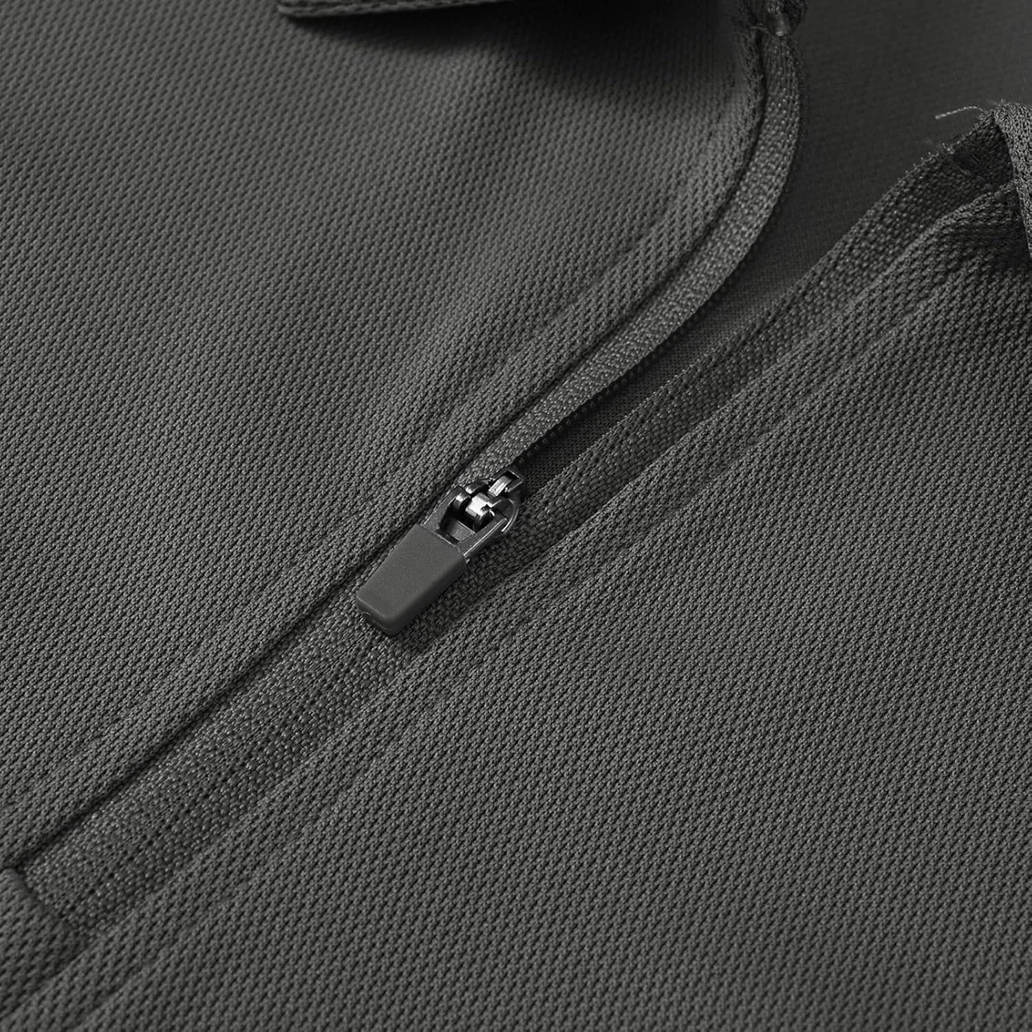 BASUDAM Men's Zippered Polo Shirts with Pocket Quick Dry Short Sleeve Active Performance
