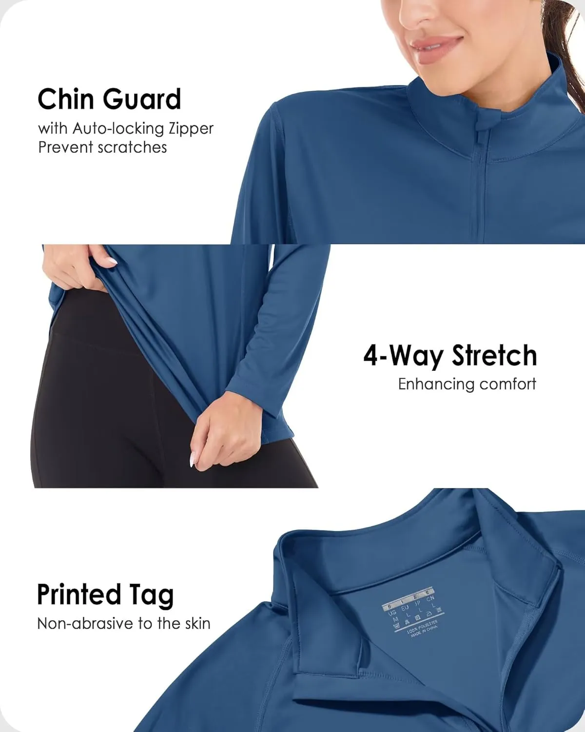 Boladeci Women's 1/4 Zip UPF 50  Sun Shirts Long Sleeve Golf Shirts UV Protection Lightweight Swim Athletic Tops Quick Dry