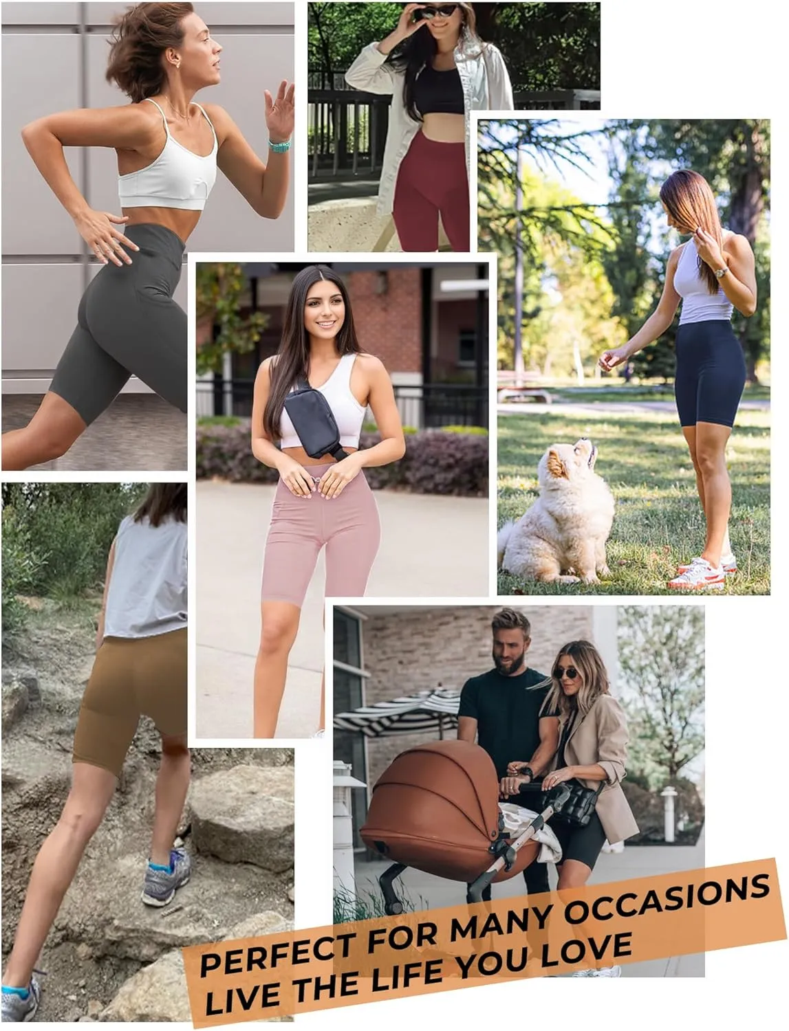 Buauty 2/3 Pack Biker Shorts Women Tummy Control with Pocket 8" High Waisted Yoga Running Workout Spandex Compression Shorts