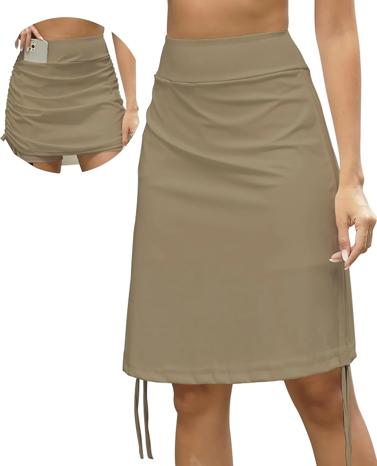 Cakulo Modest Knee Length Swim Summer Casual Skorts Skirts for Women Fashion Athletic Tennis Golf 20" Skirt Pocket