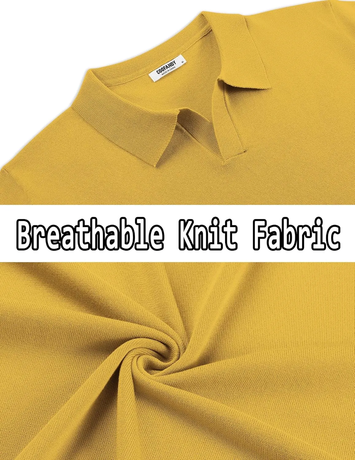 COOFANDY Mens Knit Polo Shirts V Neck Short Sleeve Stretch Polo T Shirt Casual Golf Shirts
