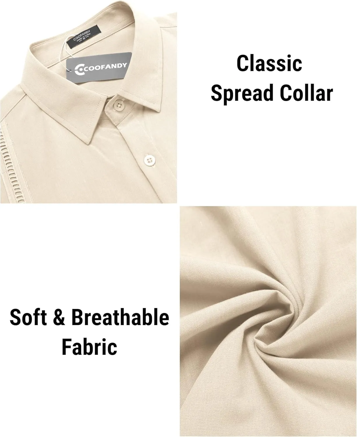 COOFANDY Mens Short Sleeve Cuban Guayabera Shirt Casual Summer Beach Button Down Shirts