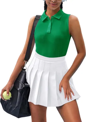 COOrun Women's Golf Polo Shirt Sleeveless Tennis Tops 50  UV Protection Shirts Quick Dry Collared Activewear