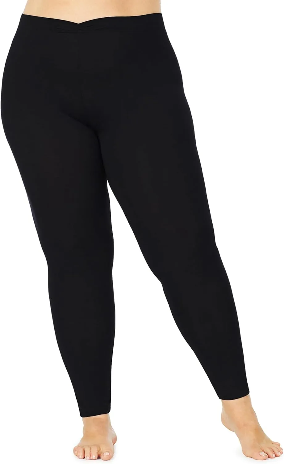 Cuddl Duds Softwear with Stretch Leggings for Women - Soft Lightweight Base Layer Tights - Mid Rise Crossover Waistband