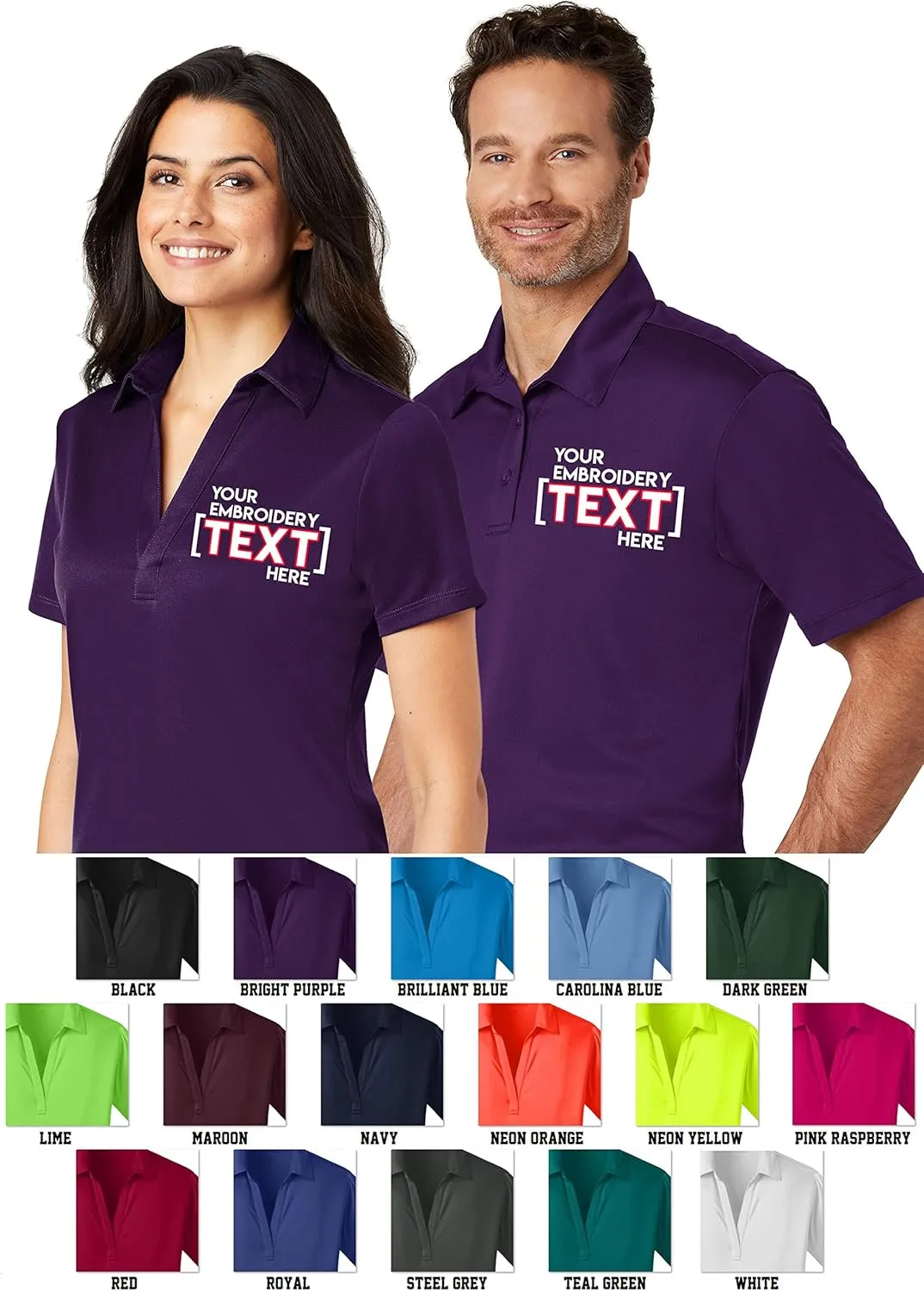 Custom Embroidered Shirts for Women - Add Your Text - Personalized Embroidery Polyester Polos