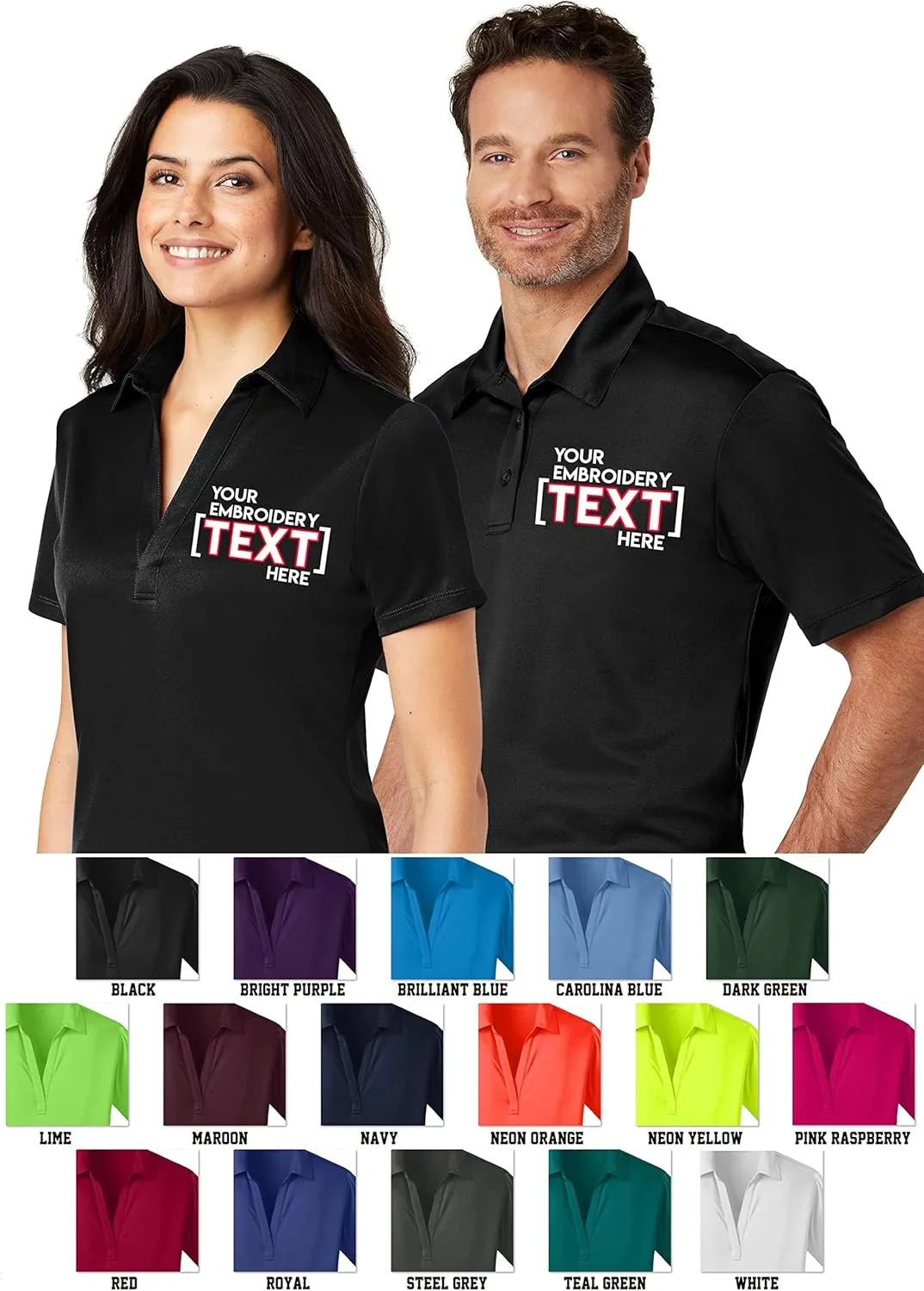 Custom Embroidered Shirts for Women - Add Your Text - Personalized Embroidery Polyester Polos