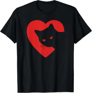 Cute & Funny Cat Valentines Heart Graphic T-Shirt