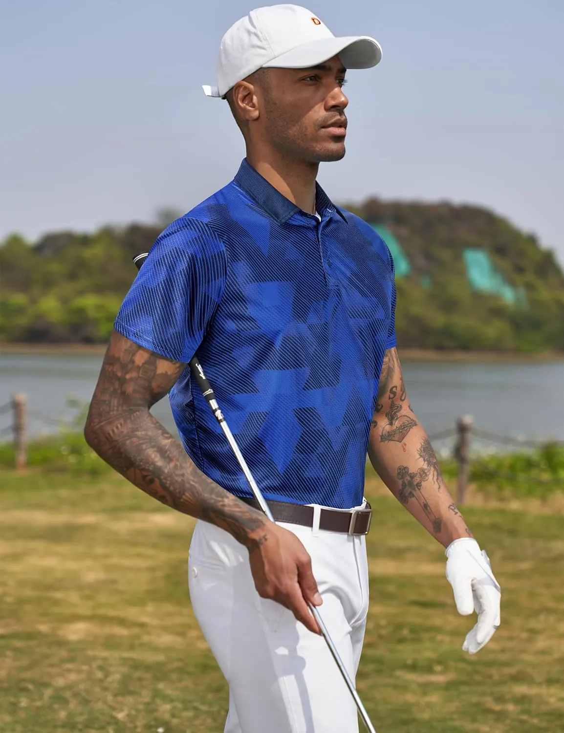 Derminpro Men's Fashion Collared Stretch Fit Casual Short Sleeve Quick Dry Golf Polo Shirts
