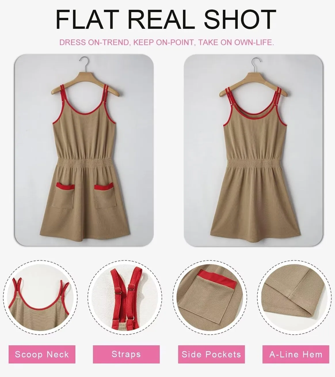 Dokotoo Womens 2025 Beach Dresses Scoop Neck Sleeveless Smocked Empire Waist Mini Dress Sundress with Pockets