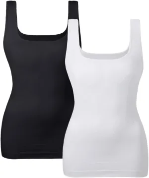 EUYZOU Women Tummy Control Shapewear Tank Tops Seamless Square Neck Compression Tops Slimming Body Shaper Camisole
