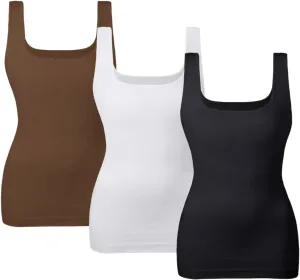 EUYZOU Women Tummy Control Shapewear Tank Tops Seamless Square Neck Compression Tops Slimming Body Shaper Camisole
