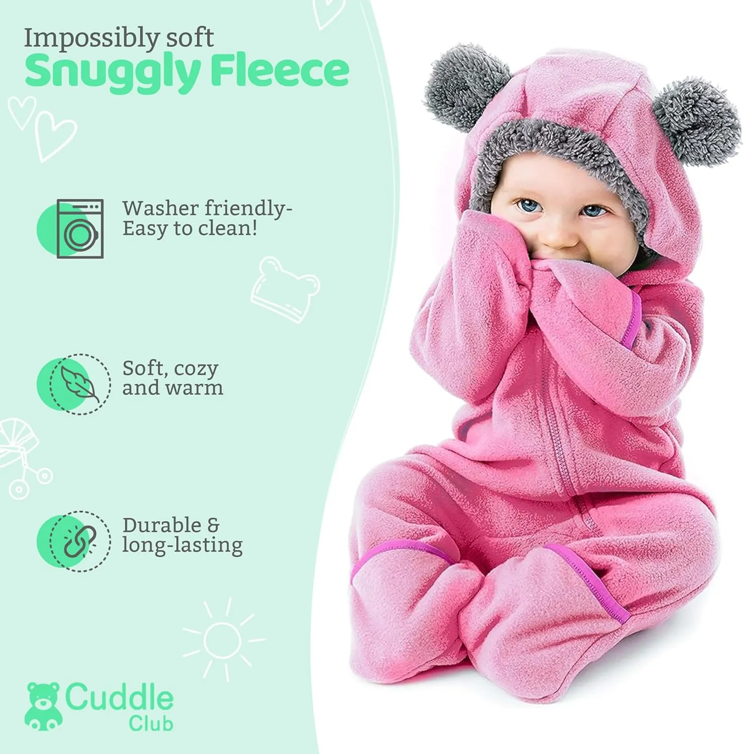 Fleece Baby Bunting Bodysuit  Infant One Piece Kids Hooded Romper Outerwear Toddler Jacket