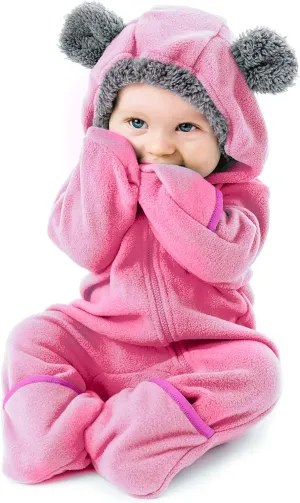 Fleece Baby Bunting Bodysuit  Infant One Piece Kids Hooded Romper Outerwear Toddler Jacket