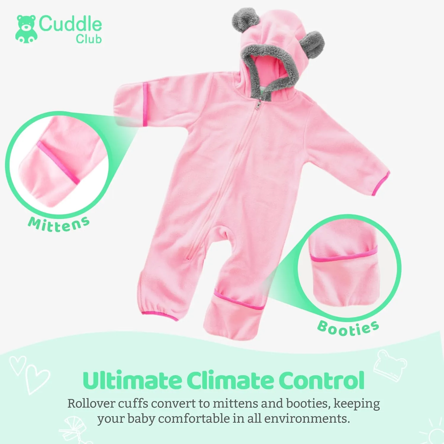 Fleece Baby Bunting Bodysuit  Infant One Piece Kids Hooded Romper Outerwear Toddler Jacket