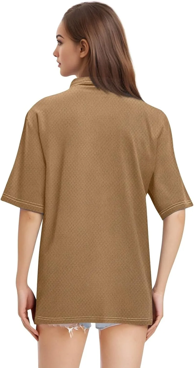 FQZWONG Polo Shirts for Women 2025 Summer Tops Dressy Casual Ladies Button Down Blouses Trendy Short Sleeve Tshirts Clothes