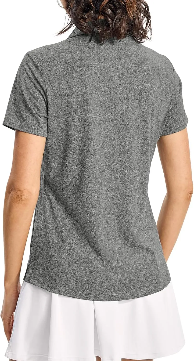 Gopune Women's Short Sleeve Golf Shirts V Neck Collared Tennis Tops Quick Dry UV Protection