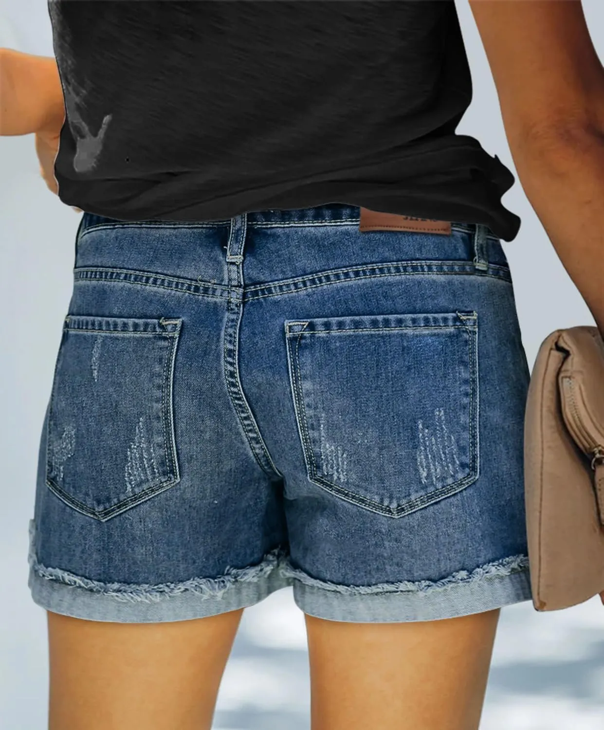 KISSMODA Denim Shorts Women Trendy Button Summer Cut Off Short Womens Jean Shorts High Waisted Denim Hot Ripped Shorts