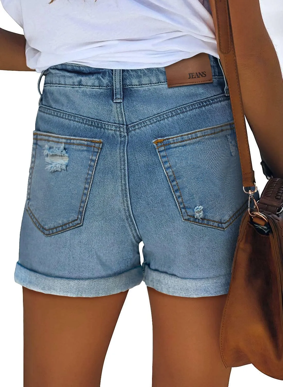 KISSMODA Denim Shorts Women Trendy Button Summer Cut Off Short Womens Jean Shorts High Waisted Denim Hot Ripped Shorts