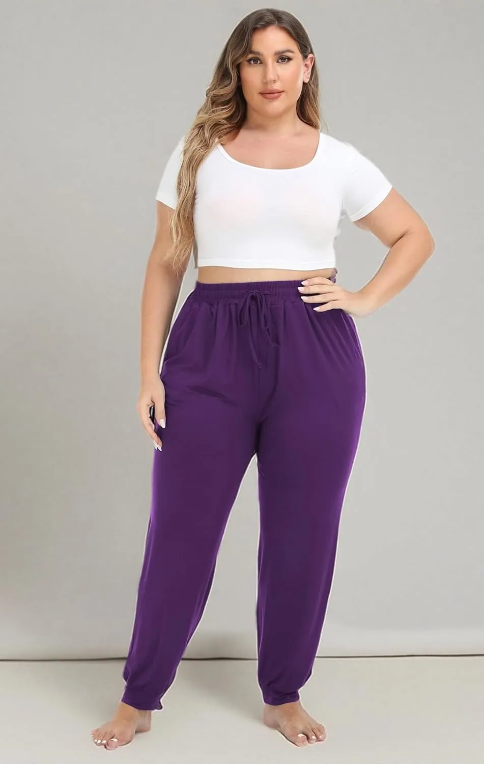 Kotii Women's Plus Size Joggers Plus Size Sweatpants Soft Lounge Pants Pajama Pants Workout Yoga Pants Casual