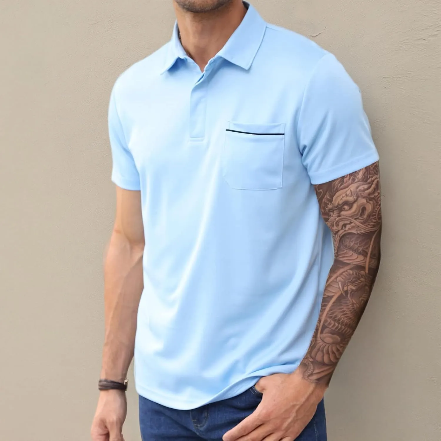 Lexiart Mens Athletic Golf Polo Shirts - Short Sleeve Workout Polos Quick Dry T-Shirt