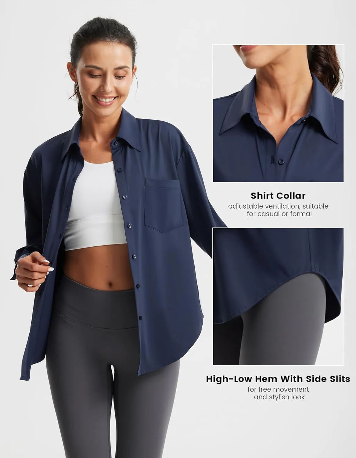 Libin Women's UPF 50  Long Sleeve UV Sun Protection Shirts Quick Dry Button Down Dress Swim Beach Cover Up for Hiking Fishing