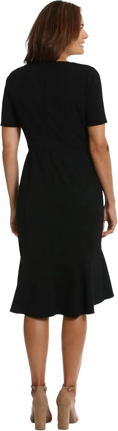 London Times Versatile Scoop Neck High-Low Flounce Hem Womens Dresses