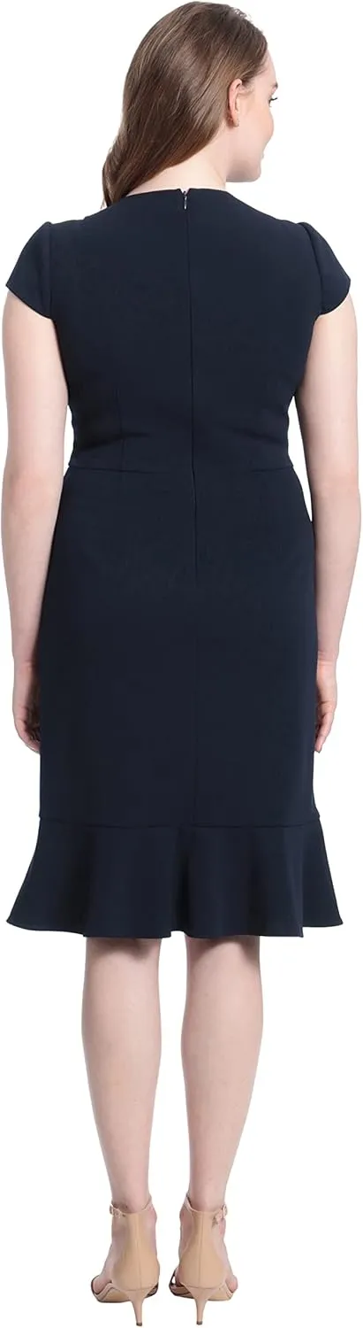 London Times Women's Feminine Ageless Surplice V-Neck Faux Wrap Ruffle Dress Office Event Shower Guest of