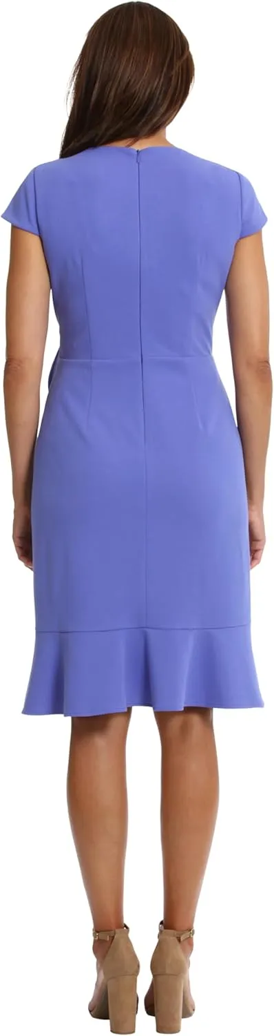 London Times Women's Feminine Ageless Surplice V-Neck Faux Wrap Ruffle Dress Office Event Shower Guest of