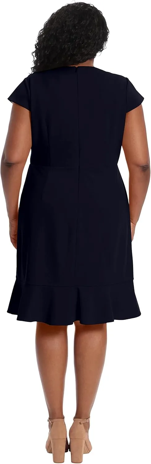 London Times Women's Feminine Ageless Surplice V-Neck Faux Wrap Ruffle Dress Office Event Shower Guest of