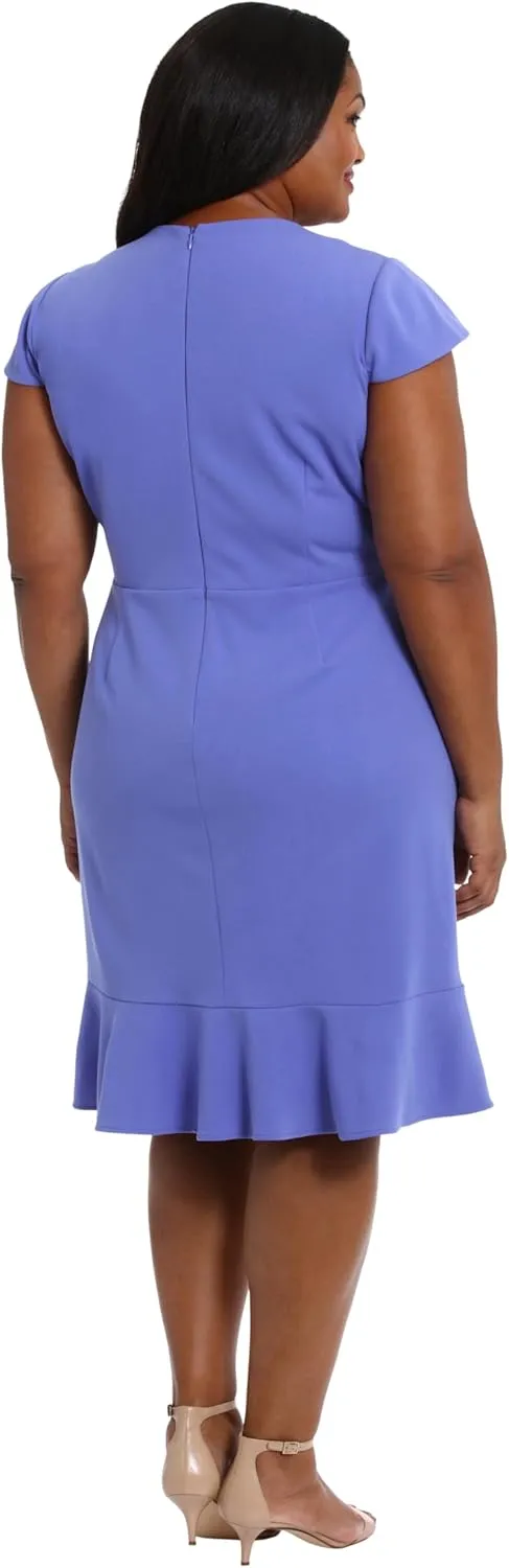 London Times Women's Feminine Ageless Surplice V-Neck Faux Wrap Ruffle Dress Office Event Shower Guest of