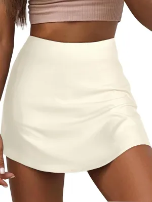 LYANER Women's Casual Satin Silk Side Zipper High Waist Mini Short Skirt with Lining