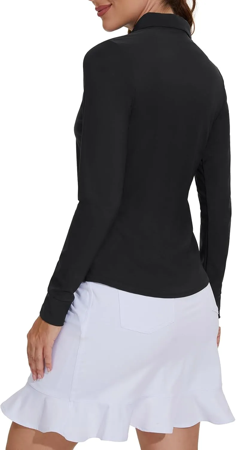 M MOTEEPI Sun Shirts UV Protection Womens Polo Shirts with 3-Botton Womens Golf Shirts Lightweight