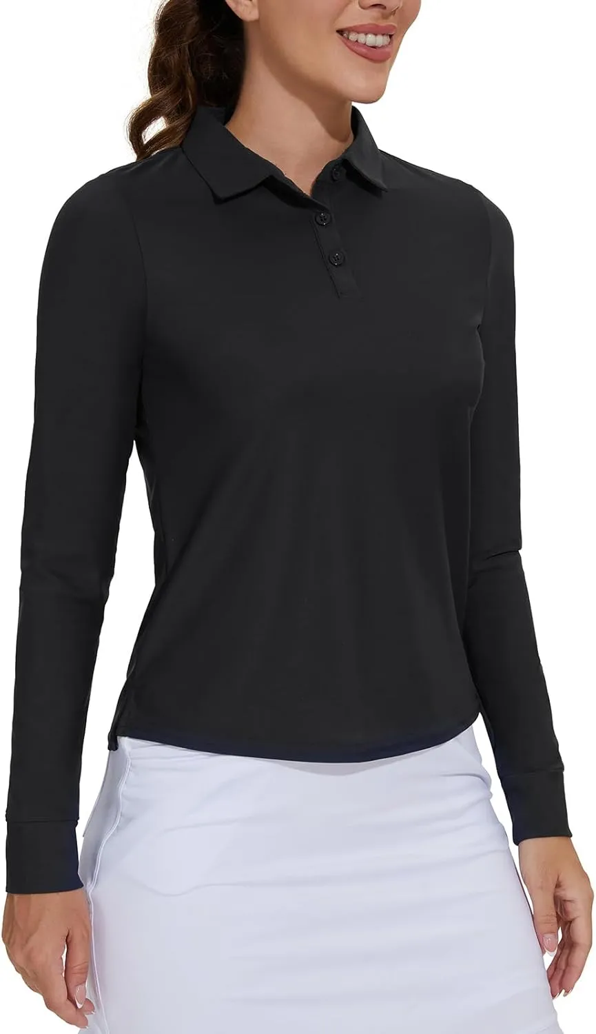 M MOTEEPI Sun Shirts UV Protection Womens Polo Shirts with 3-Botton Womens Golf Shirts Lightweight