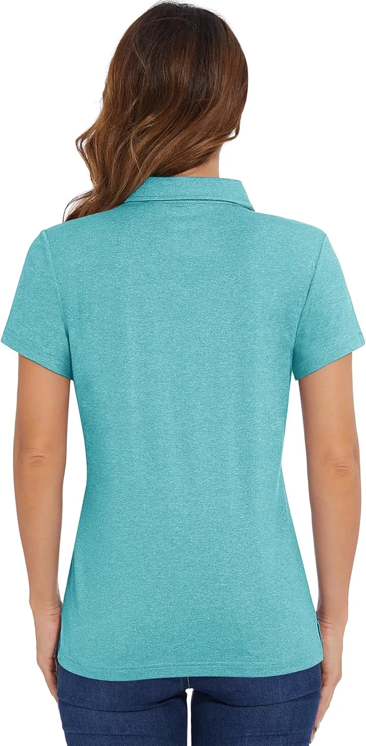 MAGCOMSEN Women's Golf Polo T-Shirts Short Sleeve UPF 50  Quick Dry Polo Collared Shirts Lightweight Athletic Sports Shirt