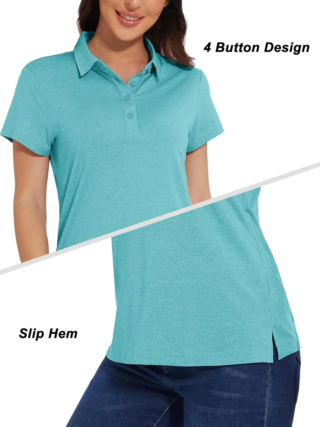 MAGCOMSEN Women's Golf Polo T-Shirts Short Sleeve UPF 50  Quick Dry Polo Collared Shirts Lightweight Athletic Sports Shirt